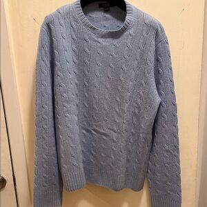 J. Crew Light Blue Cable Knit Crewneck Sweater